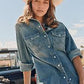 WRANGLER WOMENS Vintage-Fit Denim Western Snap Shirt