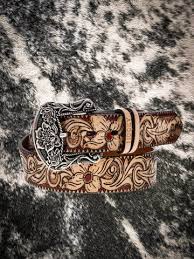 Hooey "Flora" Original Hooey Ladies Belt Natural/Brown/Red w/Floral