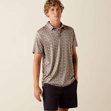 ARIAT MEN'S All Over Print Heathered Fitted Polo-OFF WHITE DESERT PRINT