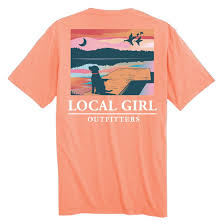 LOCAL GIRL Youth Lab on Dock T-Shirt-Neon Cantaloupe