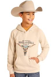 ROCK N ROLL DENIM YOUTH WESTERN SKULL GRAPHIC HOODIE