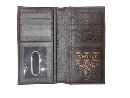 Ariat Western Mens Wallet Rodeo Leather Shield Concho Dark Rowdy Brown