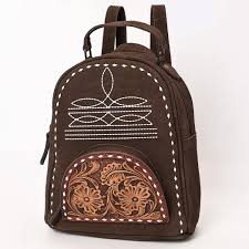 American Darling Chocolate Boot Stitch with Tooling Backpack