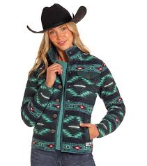 Powder River, Ladies Turquoise Aztec Berber Jacket