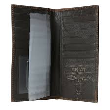 ARIAT OIL TAN DARK LEATHER RODEO WALLET