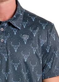 Rock & Roll Mens Longhorn Skulls Polo