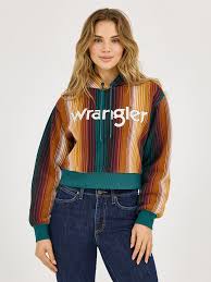 WRANGLER Women's Striped Serape Cropped Hoodie