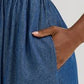 WRANGLER Smocked Bodice Denim Maxi Dress