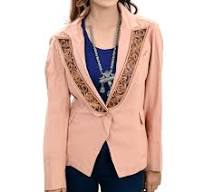 TBB American Darling Women's Blazer w/Leather Lapels - Light Pink