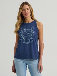 Wrangler® Graphic Goddess Tank Pageant Blue Heather | 112375860