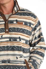 CINCH CREAM AND GREY PRINT - MEN SWEATER - MWK1514022