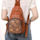 American Darling Suede Leather Tooled Sling Bag