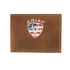 Ariat American Flag Embroidered Aged Back Bifold Wallet