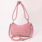 American Darling Cross Body I Hand Tooled Suede Genuine Leather Women Bag-PINK