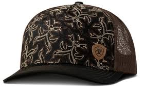 Ariat Ladies Cap R112 SnapBack Stitched Panels Black Brown A3000897107