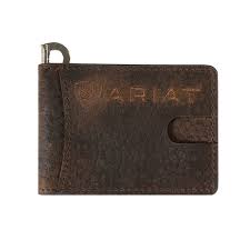 Ariat Bullhide Brown Embroidered Money Clip Wallet