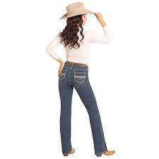Rock & Roll Denim Mid Rise Ladies Bootcut Cowgirl Jeans