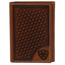 Ariat Tan Basketweave Shield Trifold Wallet A3550408