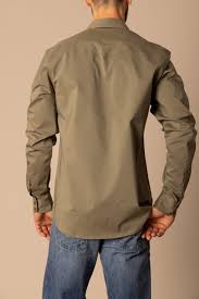 Mens Kimes Ranch Blackout Dress Shirt in Army Green