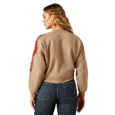 ARIAT WOMENS TATONKA SWEATSHIRT BROWN HEATHER