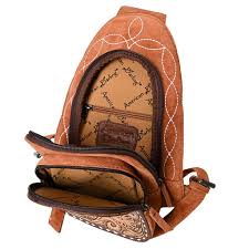 American Darling Suede Leather Tooled Sling Bag