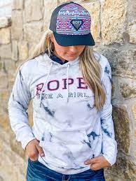 HOOEY WOMENS ROPE LIKE A GIRL WHITE MARBLE HOODY