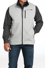 CINCH MENS BONDED SOLID GREY SOFTSHELL VEST