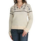 Cinch Women's Cream Floral Print Mock Neck Button Sweater