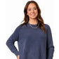 COTTON & RYE OUTFITTERS The Charlotte Garment Dyed Sweater-Blue