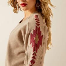 ARIAT WOMENS TATONKA SWEATSHIRT BROWN HEATHER
