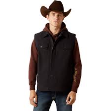 ARIAT MENS Canvas Rancher Vest-BLACK