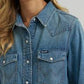 WRANGLER WOMENS Vintage-Fit Denim Western Snap Shirt
