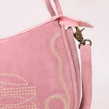 American Darling Cross Body I Hand Tooled Suede Genuine Leather Women Bag-PINK