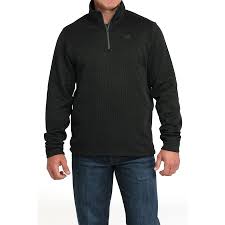 Cinch Men's Black 1/4 Zip Sweater Knit Pullover