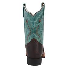 Dan Post Children/Youth Chocolate Brown & Turquoise Top Salina Western Cowgirl Boots DPC4002 DPC5002