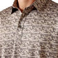 ARIAT MEN'S All Over Print Heathered Fitted Polo-OFF WHITE DESERT PRINT