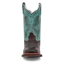 Dan Post Children/Youth Chocolate Brown & Turquoise Top Salina Western Cowgirl Boots DPC4002 DPC5002