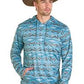 MENS ROCK & ROLL AZTEC MESH HOODIE TURQUOISE