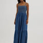 WRANGLER Smocked Bodice Denim Maxi Dress