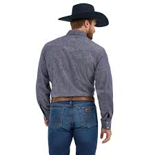 Wrangler Men's Cody Johnson Navy Snap Shirt