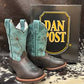 Dan Post Children/Youth Chocolate Brown & Turquoise Top Salina Western Cowgirl Boots DPC4002 DPC5002