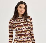 Wrangler Womens Western Print Mock Neck Blouse Desert