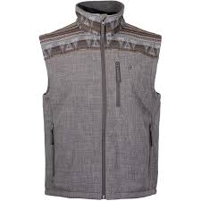 HOOEY MENS SOFTSHELL VEST GREY W/BROWN & TAN AZTEC