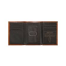 Ariat Tan Basketweave Shield Trifold Wallet A3550408