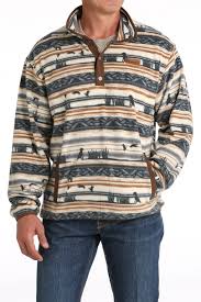 CINCH CREAM AND GREY PRINT - MEN SWEATER - MWK1514022