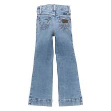 Wrangler Girl's Light Stone Wash Aisnely Mid Rise Retro Trouser Leg Jean