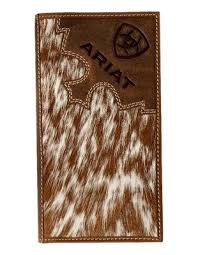 Ariat Men's Brindle Calf Hair Leather Crazy Brown Wallet