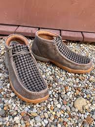 Twisted X® Men's Chukka Driving Moc Taupe Grey & Black Slip On Shoes MDM0097