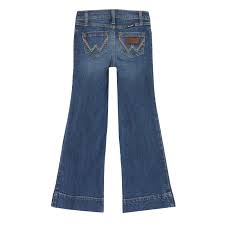 Wrangler Girl's Medium Wash Mid Rise Retro Trouser Leg Jeans