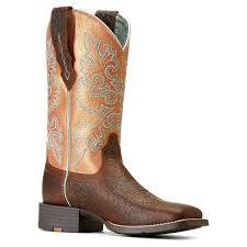 ARIAT WOMEN'S ROUND UP TOASTED BLANKET EMBOSS SQUARE TOE WESTERN BOOTS